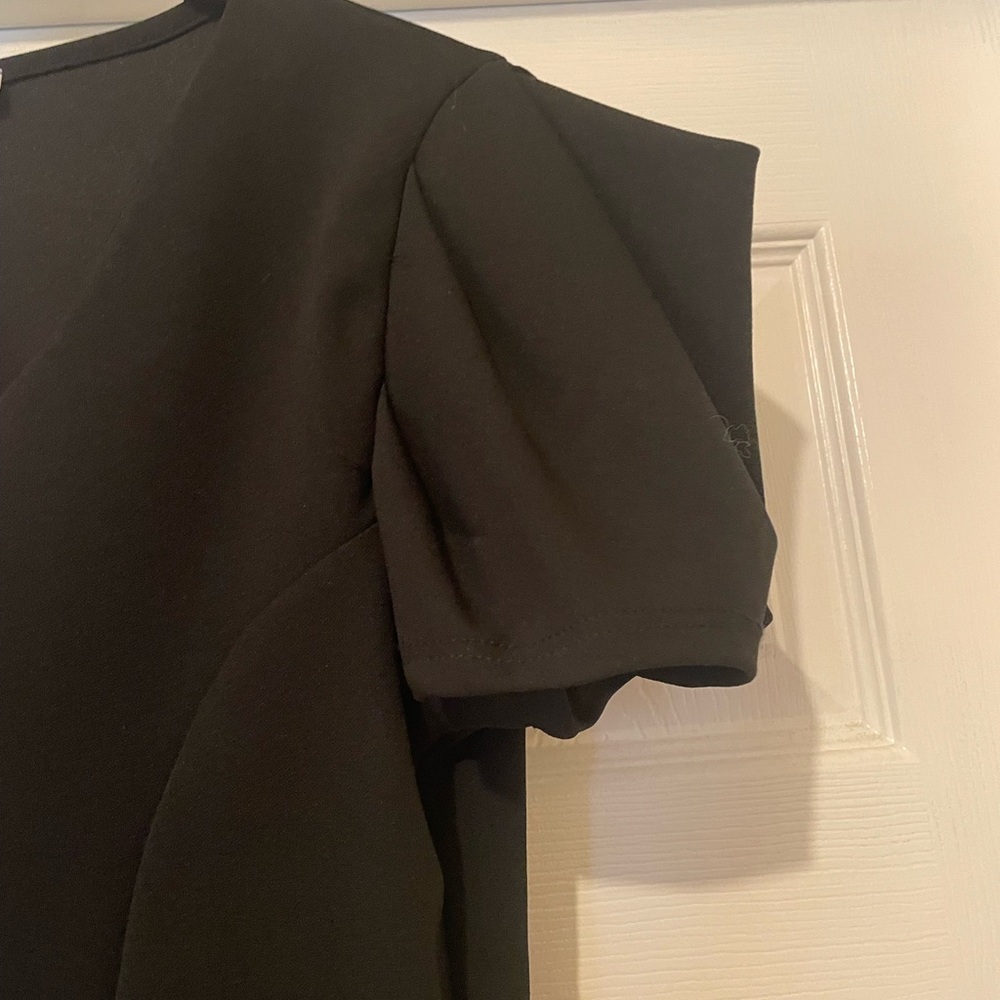 Black Ruffled Sleeve Top - Picture 3 of 3